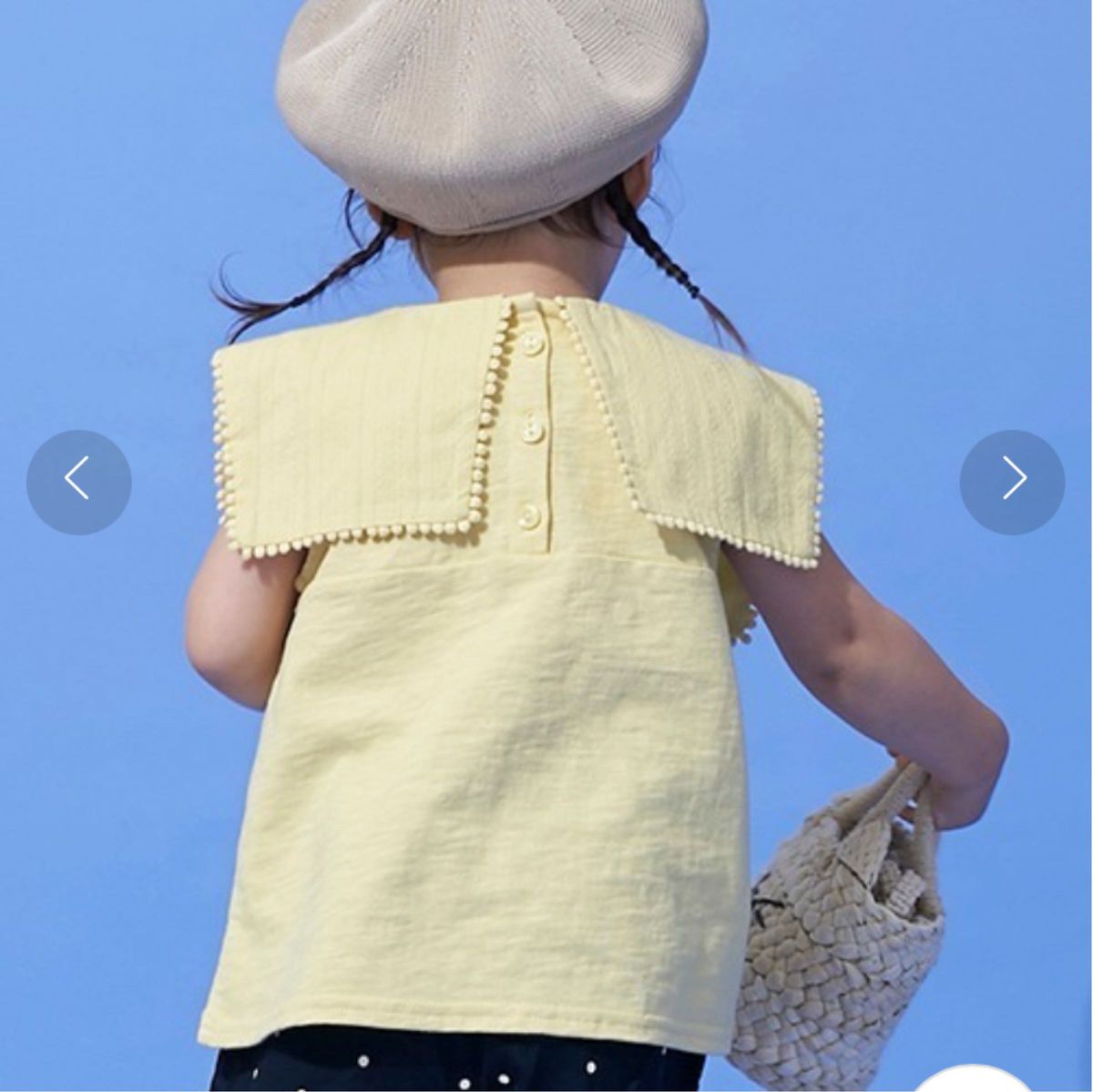 petit mainトップス イエロー　80サイズ　プティマイン　ベビー服　キッズ　セーラー襟ノースリーブTシャツ　Tシャツ