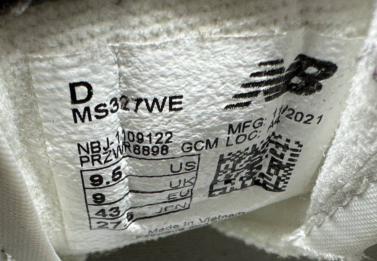 【即決】new balance ニューバランス 27.5cm スニーカー ビックロゴ 白 ホワイト グレー 厚底 カジュアル 人気 靴 くつ MS327WE_画像6