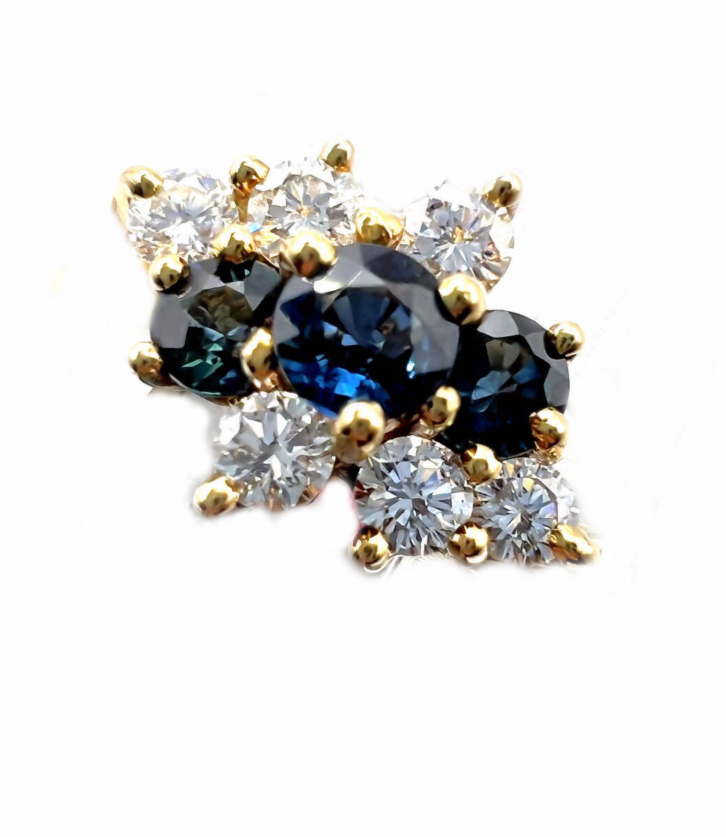 レア 良品 TIFFANY ティファニー K18 YG ナインストーン ダイヤモンド ブルーサファイア リング パヴェ 15号 指輪 ヴィンテージの画像3