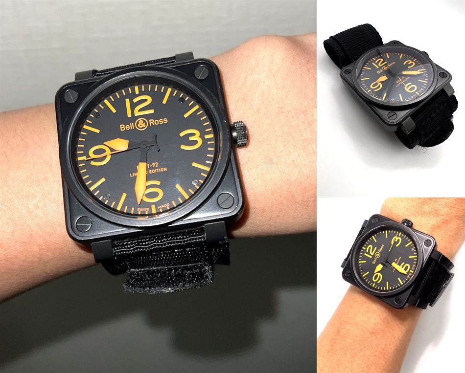 レア　世界限定250本　Bell＆Ross ベル＆ロス　BR01-92　Yellow　アヴィエーション　オレンジ　夜光　46mm　ブラック　時計　自動巻き　黒_画像2