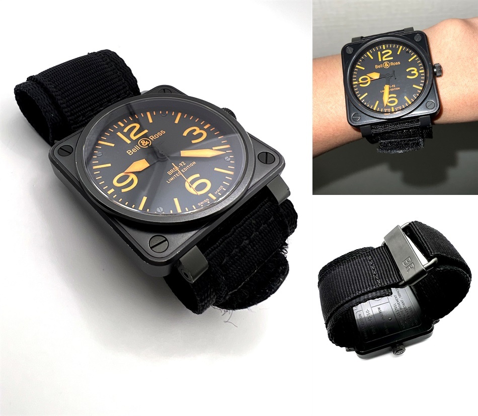 レア　世界限定250本　Bell＆Ross ベル＆ロス　BR01-92　Yellow　アヴィエーション　オレンジ　夜光　46mm　ブラック　時計　自動巻き　黒_画像10