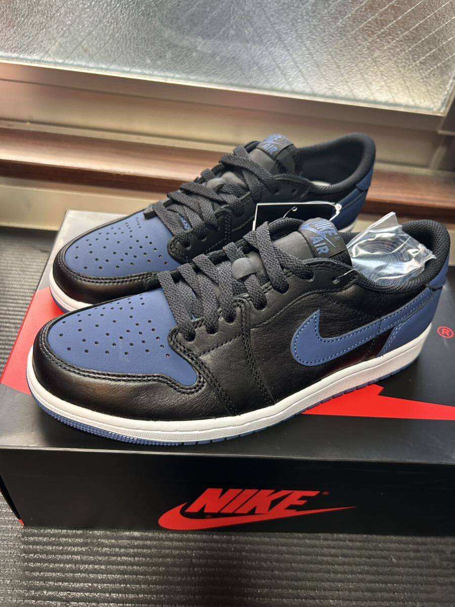 1円スタート 新品未使用 NIKE JORDAN 1 RETRO LOW OG NAVY US8.5 26.5cm dunk sb AF1 jordan fragment atmosの画像2