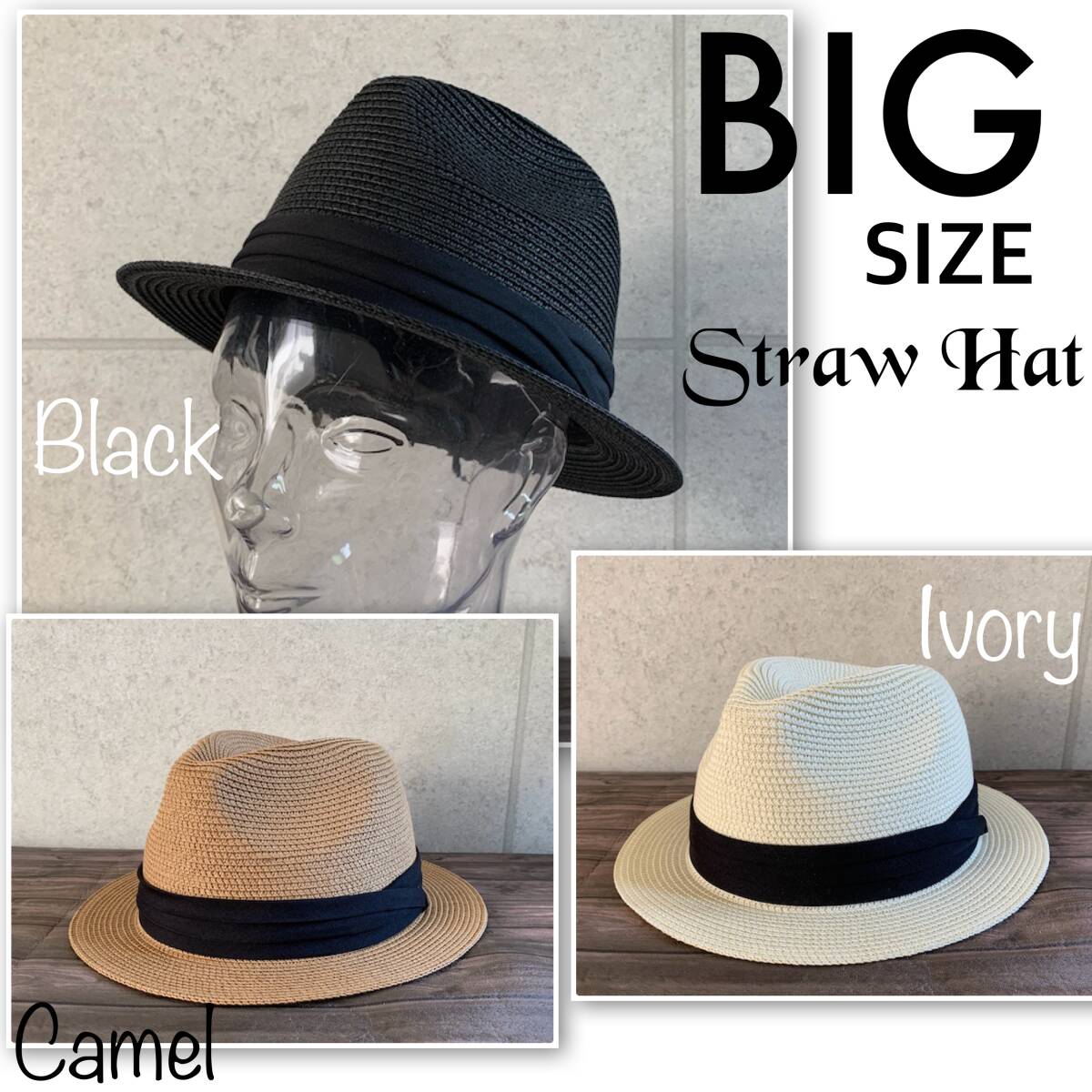  шляпа большой размер соломинка мягкая шляпа шляпа 3 уровень obi BIG размер соломинка шляпа складной размер регулировка весна лето лезвие слоновая кость 