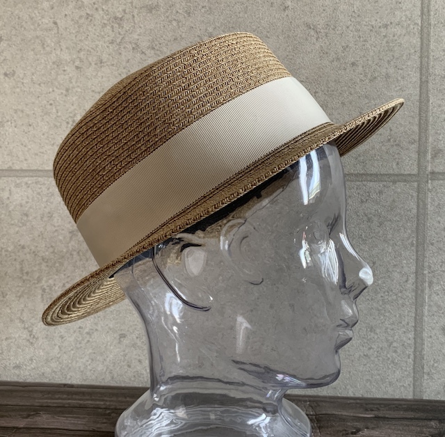 帽子 カンカン帽 クラシカルリボン ストローハット レディース メンズ サイズ調整 紫外線対策 春 夏 リボンアイボリー_画像3