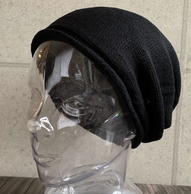 帽子 日本製 ニット帽 シルク シームレス ビーニー ホールガーメント 医療用帽子 ケア帽子 Mサイズ 男女兼用 メンズ レディース ブラック_画像5