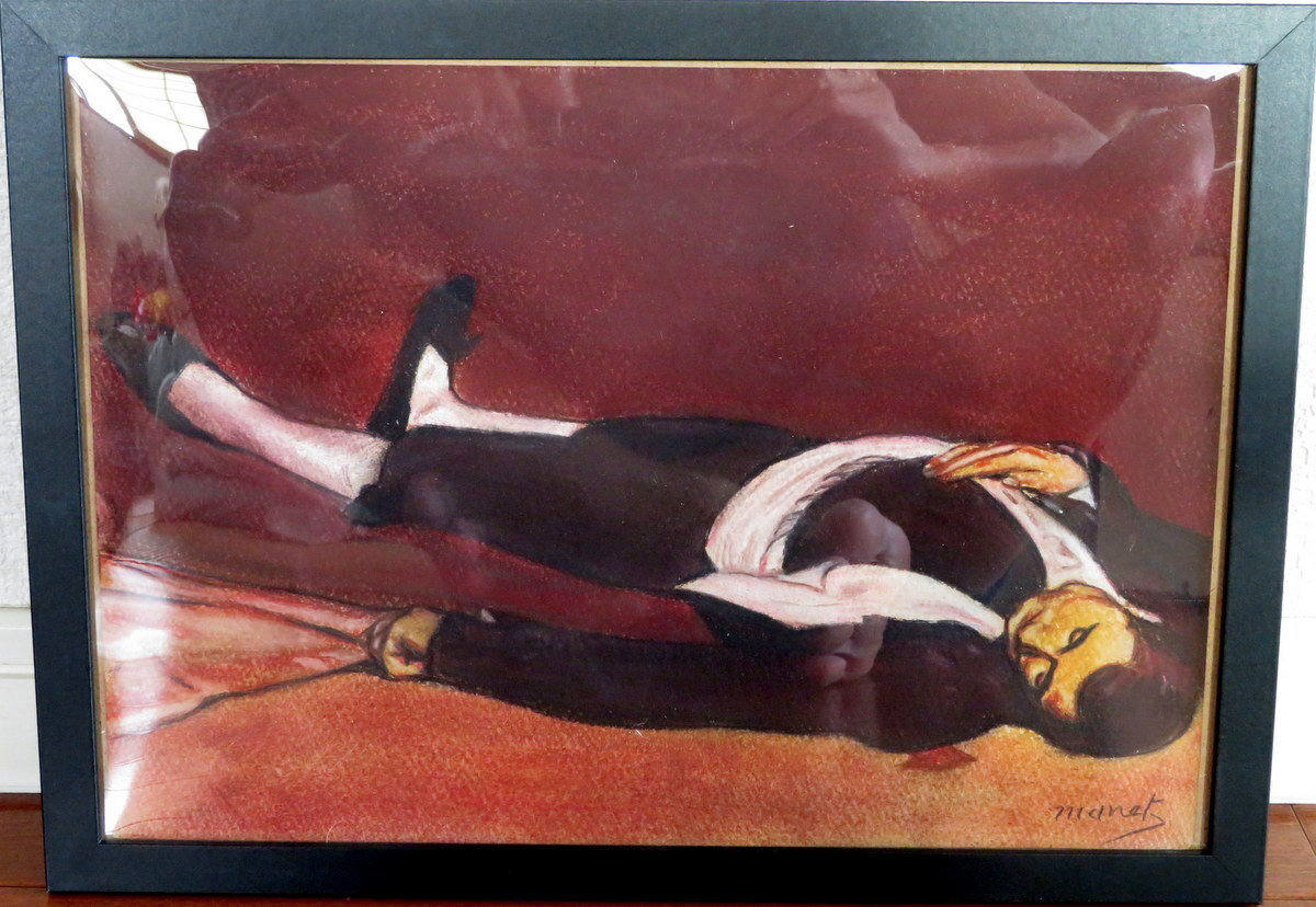 エドゥアール マネ Edouard Manet 死せる闘牛士 1865年 ミクストメディア オルセー美術館認証 油彩 水彩 パステル 模写_画像1