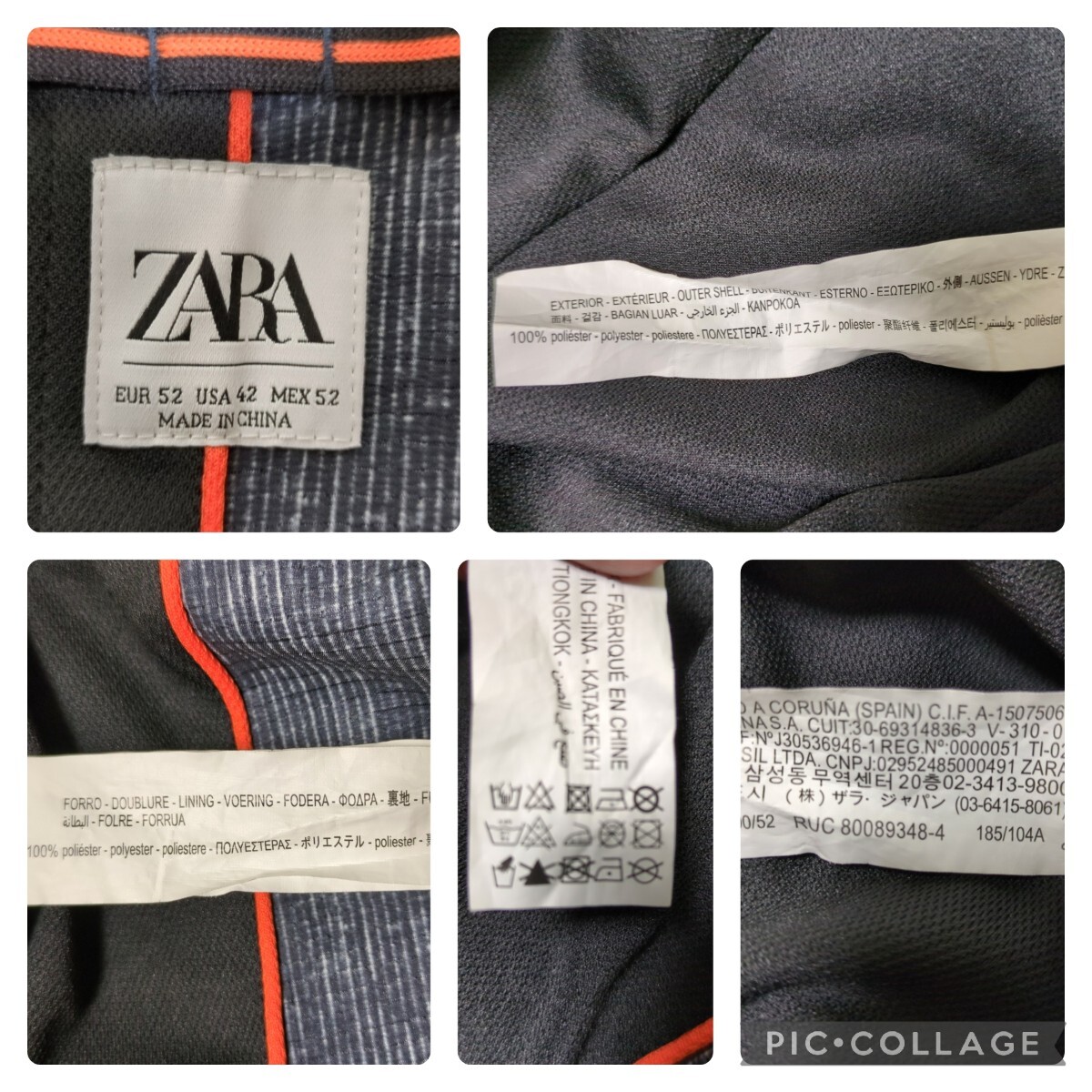 ZARA/ザラ XXL相当52サイズ 洗える ストレッチ トラベルテーラードジャケット/アウター 紳士服 ネイビーストライプ メタルバッジ メンズの画像8