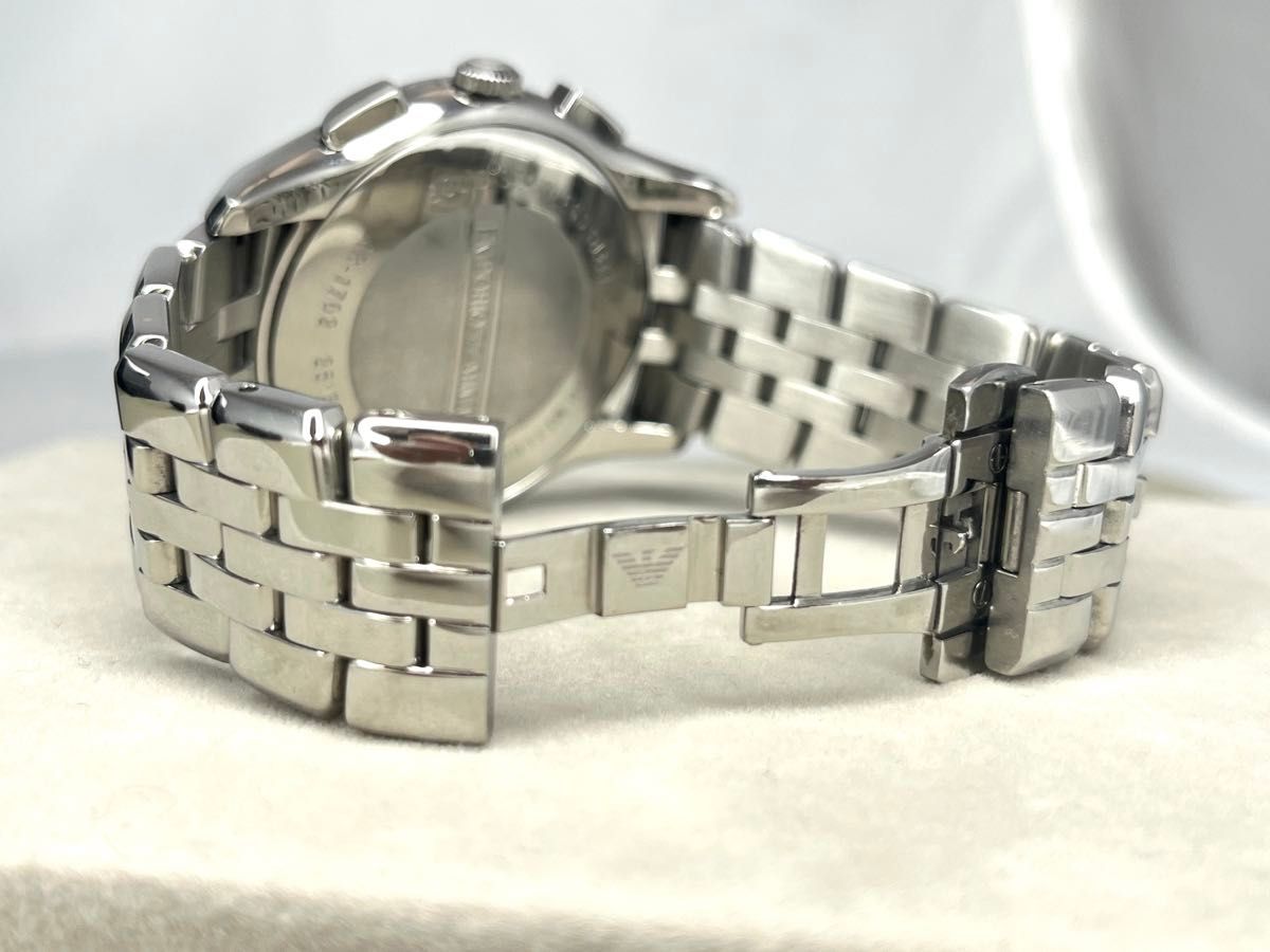 箱ありEMPORIO ARMANI エンポリオ・アルマーニ　腕時計　シルバー　クラシック クロノ　クォーツ　メンズ　稼働品