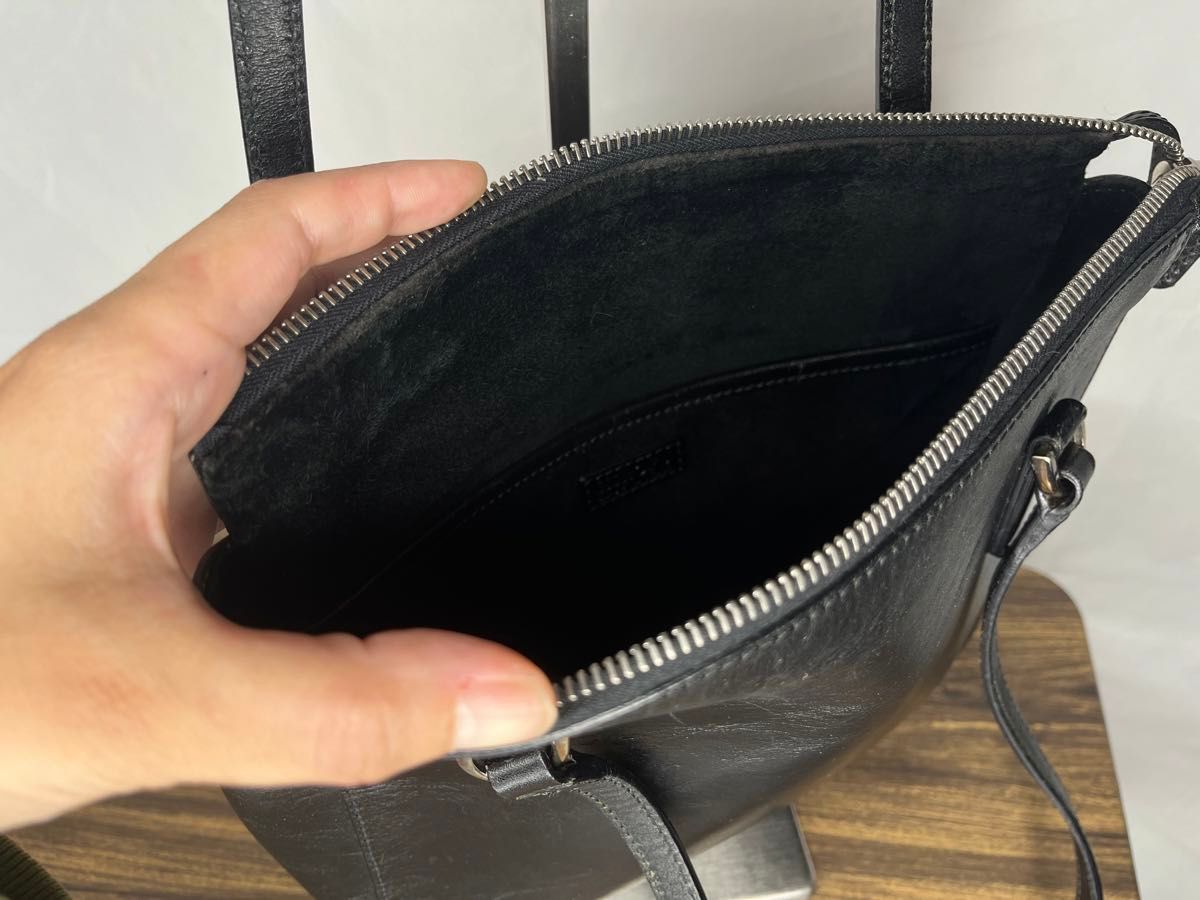 良品 HIROFU ヒロフ 本革レザー 肩掛け トートバッグ 黒 良品 HIROFU ヒロフ 本革レザー 肩掛け トートバッグ 黒