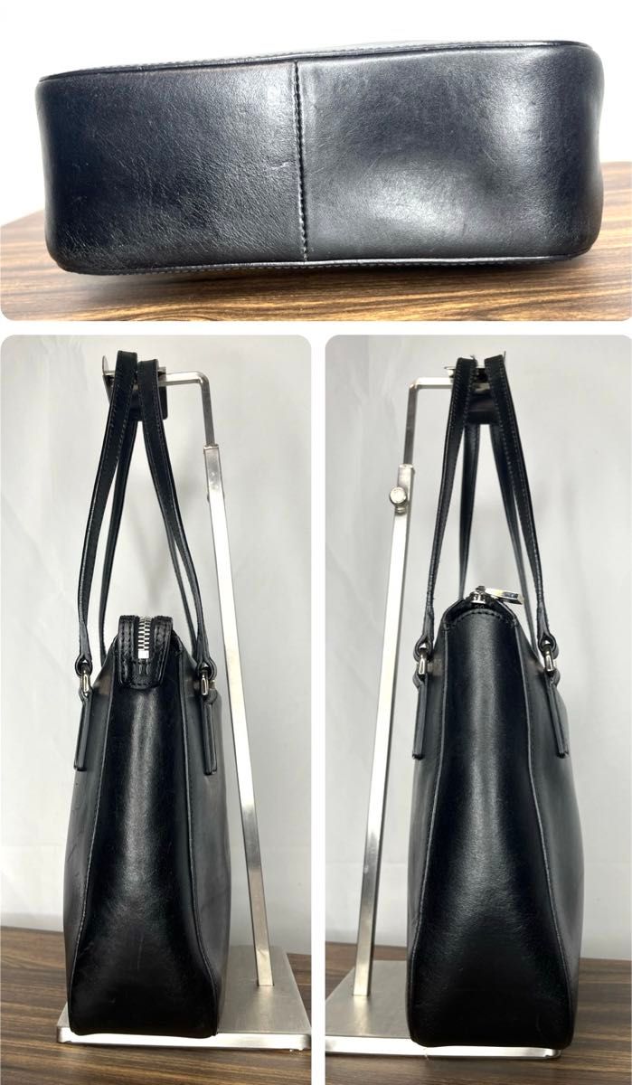 良品 HIROFU ヒロフ 本革レザー 肩掛け トートバッグ 黒 良品 HIROFU ヒロフ 本革レザー 肩掛け トートバッグ 黒