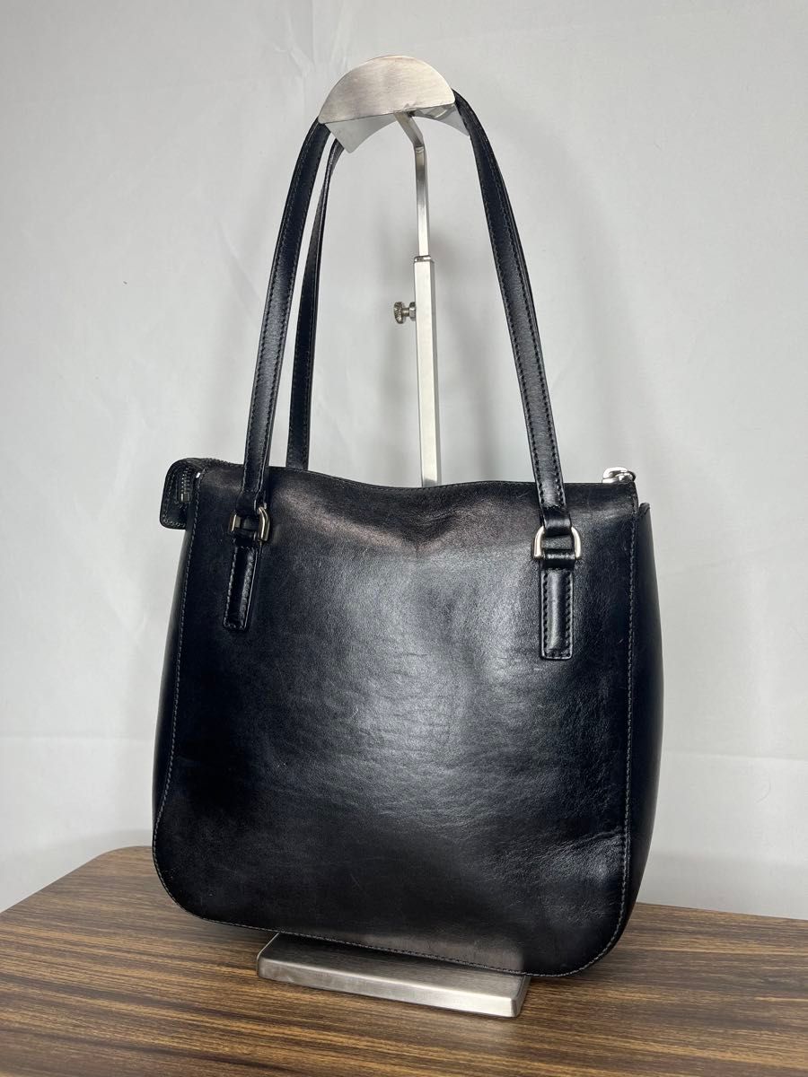 良品 HIROFU ヒロフ 本革レザー 肩掛け トートバッグ 黒 良品 HIROFU ヒロフ 本革レザー 肩掛け トートバッグ 黒