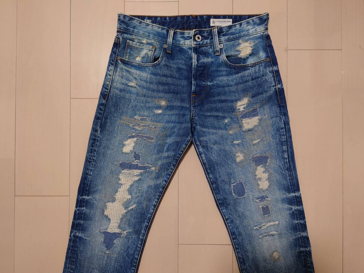 【初回出品】G-STAR RAW♪3301 STRAIGHT TAPERED♪ジースター♪Higa Denim O♪Vintage Mold Aged Restored 250♪W29 L32♪D11502 9785 A053_G-STAR RAW / 3301 STRAIGHT TAPERED ♪