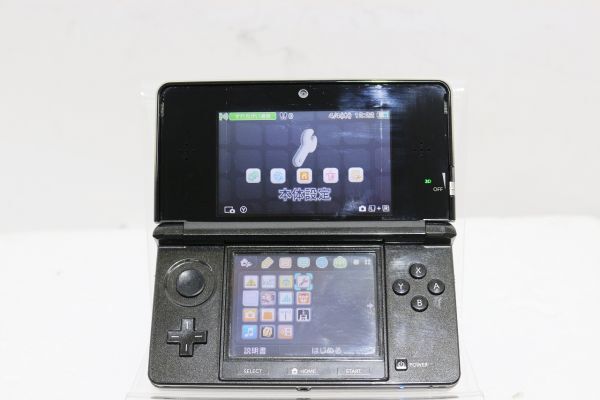 D130H 034 Nintendo ニンテンドー3DS ブラック ポケモンバンク/ポケムーバー インストール済み 本体のみ 現状品 ジャンク扱い_画像3