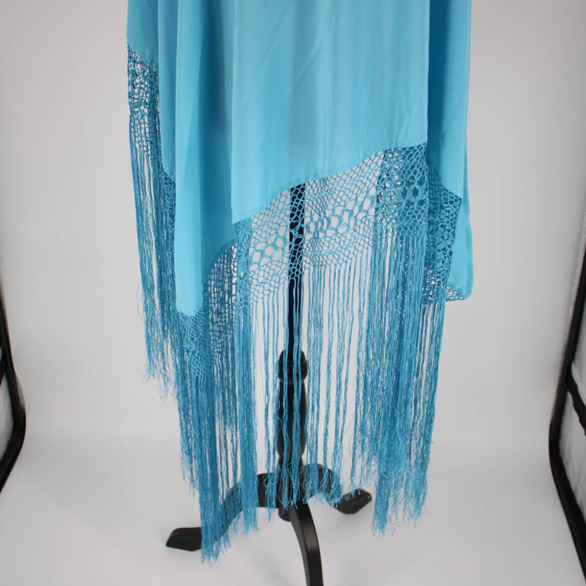 [ free shipping ][ flamenco for costume ultimate beautiful goods ]freko* fringe attaching light blue triangle si-jo shawl mantle n triangle shape type light blue 