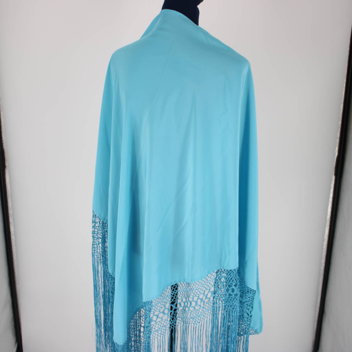 [ free shipping ][ flamenco for costume ultimate beautiful goods ]freko* fringe attaching light blue triangle si-jo shawl mantle n triangle shape type light blue 