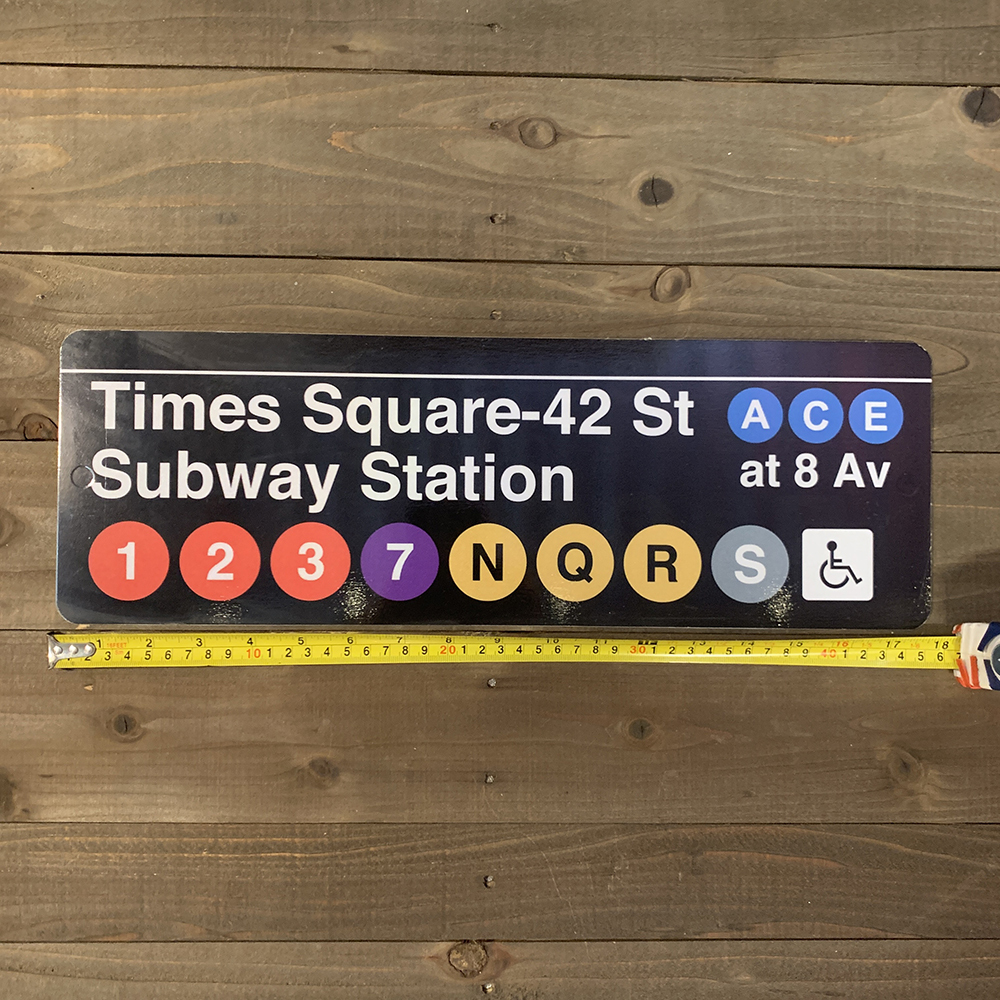 在庫1枚限り★タイムズスクエア 42st 横長★NYC SUBWAY アルミ製案内看板 撮影サンプル★アメリカ工場製造輸入品 ニューヨーク 地下鉄 USA _画像6