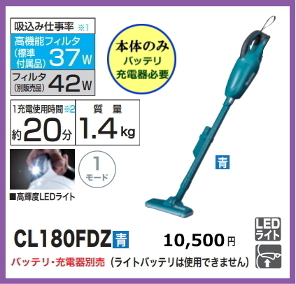 マキタ 充電式クリーナ CL180FDZ 青 本体のみ 18V 新品 掃除機 コードレス_画像1