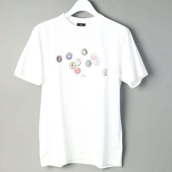 888b 新品 PS Paul Smith ポールスミス Bottle Caps 半袖 Tシャツ メンズ コットン ホワイト Lの画像3