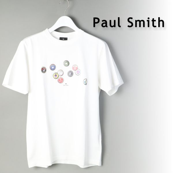 888b 新品 PS Paul Smith ポールスミス Bottle Caps 半袖 Tシャツ メンズ コットン ホワイト Lの画像1