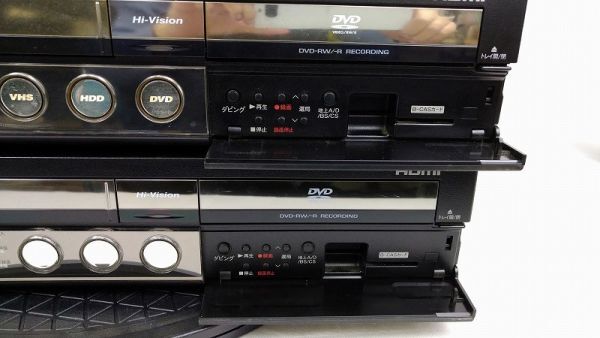 EM-102780〔ジャンク/通電確認済み〕HDD・DVD・ビデオ一体型レコーダー AQUOS 2台セット [DV-ACV52]×2 (シャープ sharp) 中古_B-CASカードは付属しません