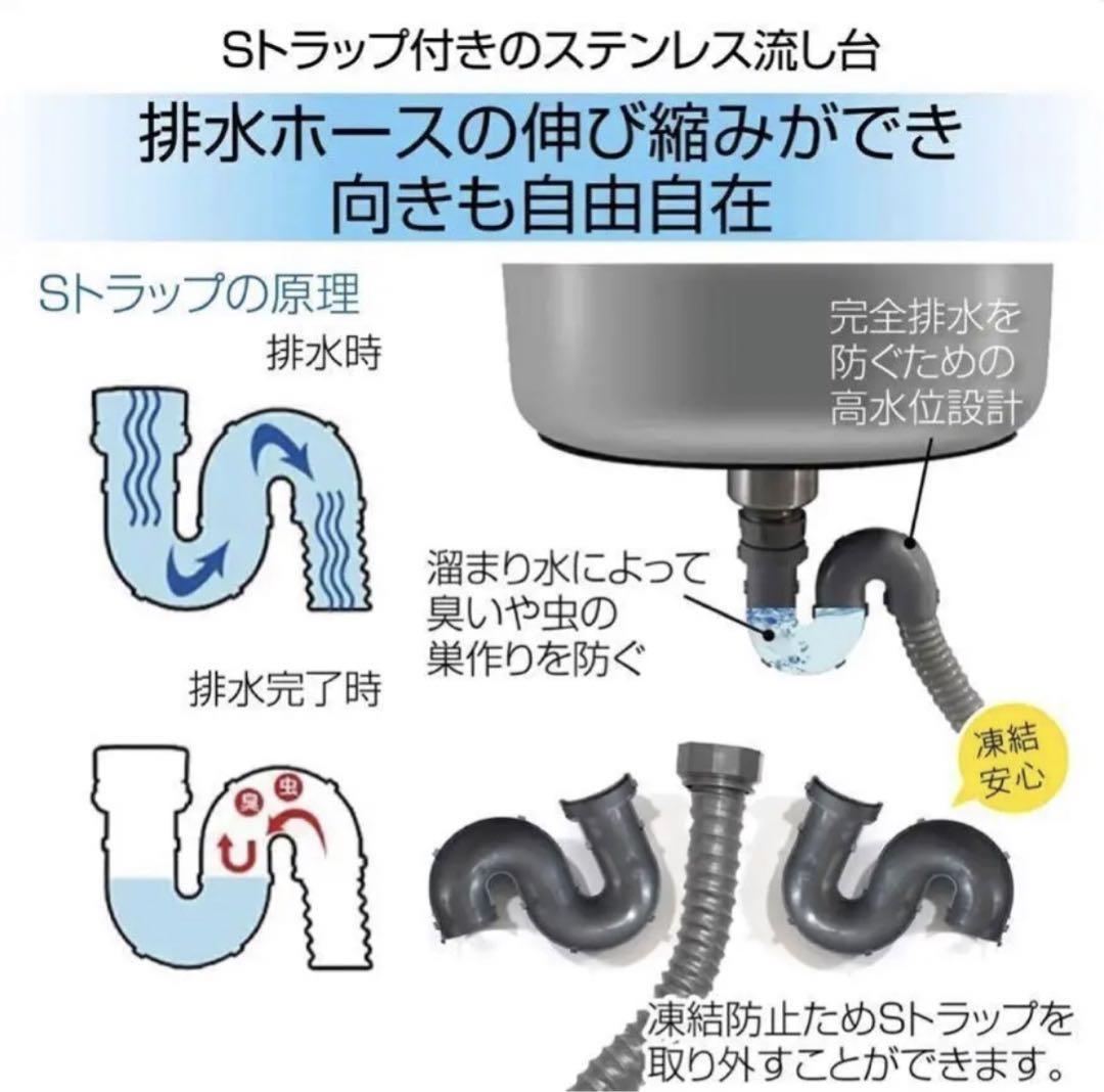 セール中971ステンレス簡易流し台屋外左右共用RC-A100約幅100x奥行45x高さ80cmの画像4