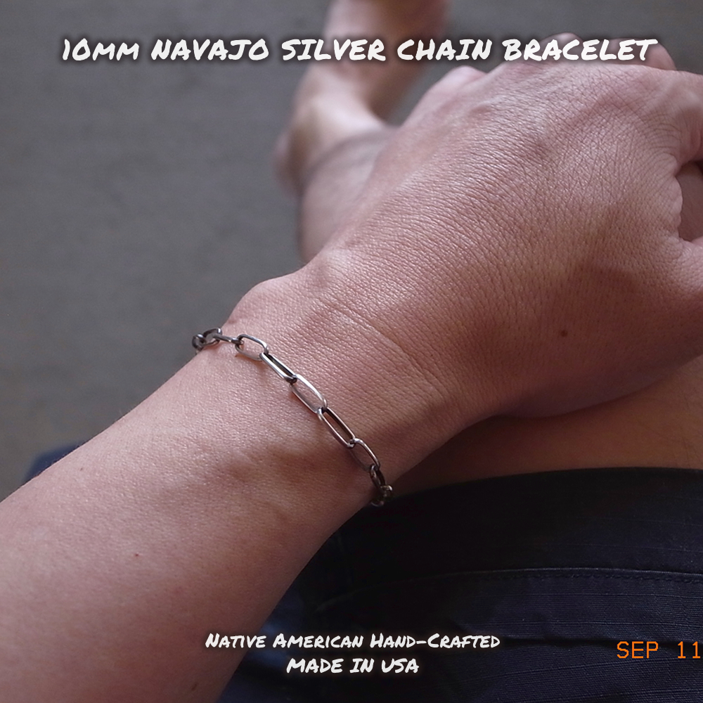 10mm ナバホシルバーチェーン ブレスレット NAVAJO CHAIN BRACELET -MADE IN USA インディアンジュエリーMADE IN USA_画像1