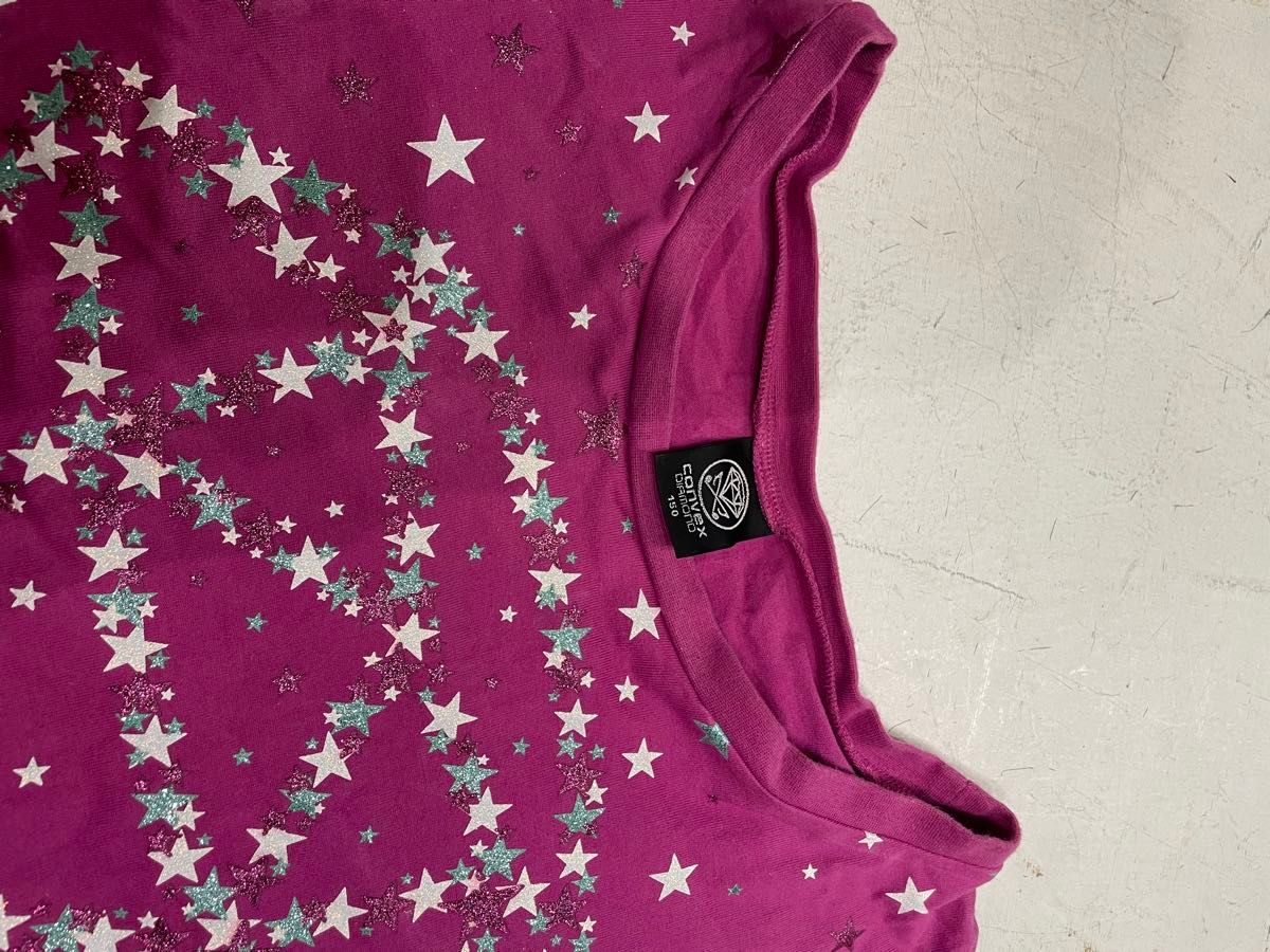 コンベックス　150cm  Tシャツ 半袖 カットソー 半袖Tシャツ　ピンク　女の子　子供服　キッズ　ラグラン　星