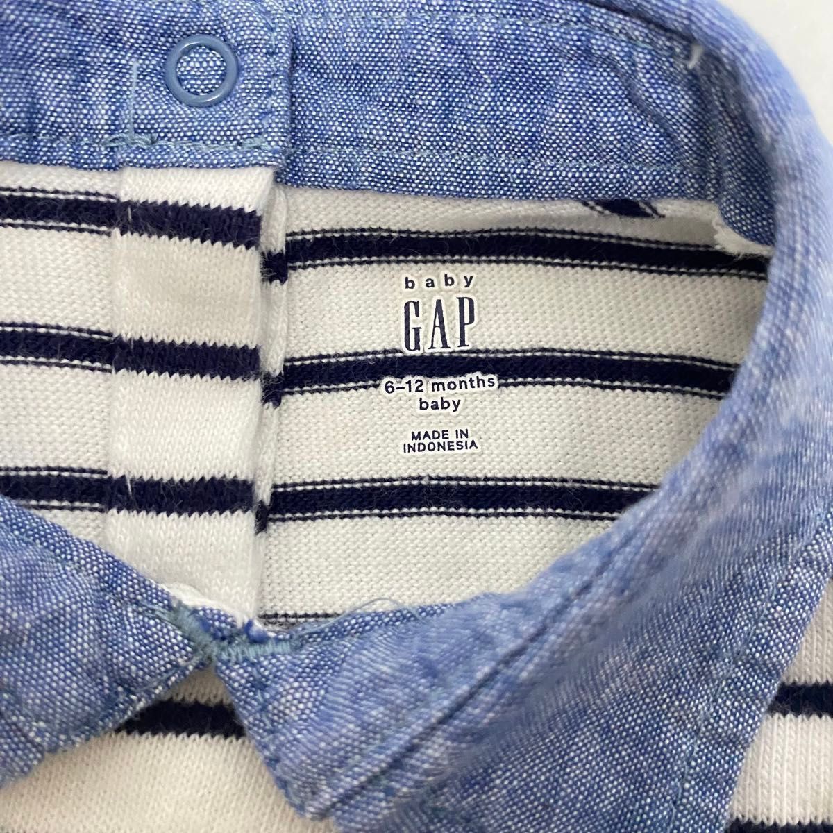 baby GAP ベビー　ギャップ　半袖　ロンパース　ショートオール70cm  白　ボーダー　重ね着風