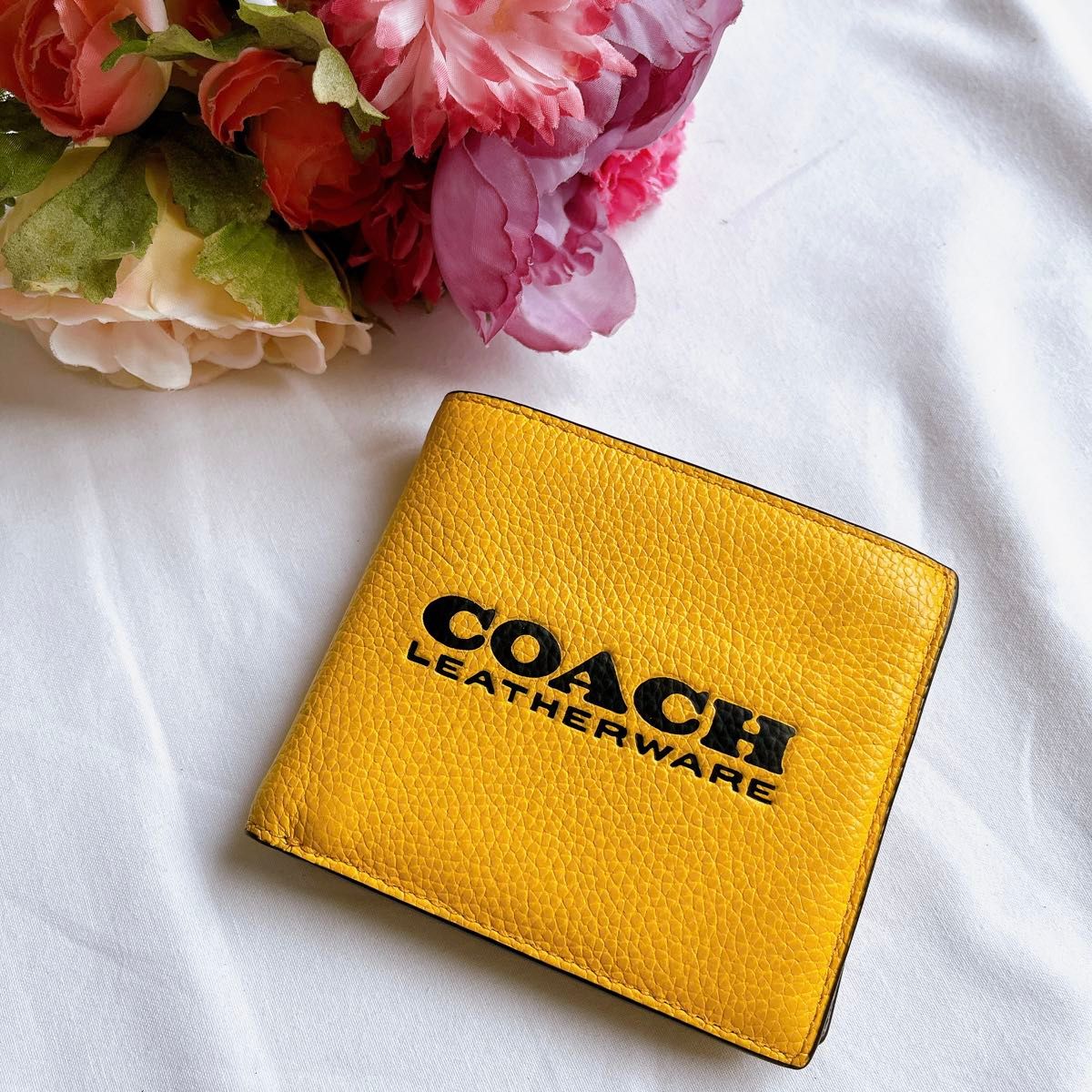 レア COACH ポリッシュド ペブル レザー コーチグラフィック メンズ 二つ折り