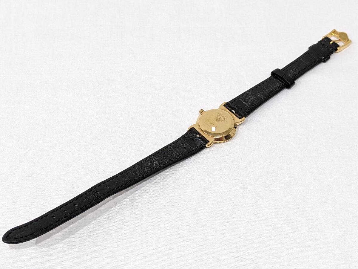 [46625]1 иен GUCCI Gucci 3400L кварц QZ чёрный циферблат Gold цвет раунд кожа ремень аналог женский Швейцария производства наручные часы коробка есть 