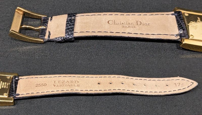 【46040】1円 Christian Dior クリスチャンディオール CD D82-150 カナージュ 黒文字盤 ブラック×ゴールドカラー スクエア クオーツ QZ の画像8