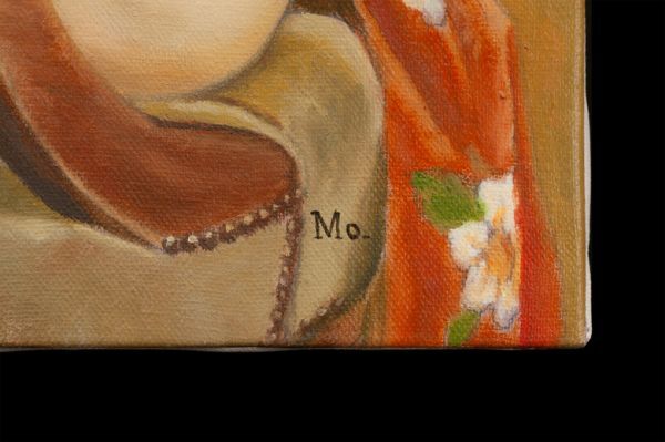 【作者不明】油彩 手描き『背凭れの裸婦』表サイン  裏サイン 共シール F8号 額無/検索ワード(木原和敏/森本草介/高塚省吾)f884の画像3