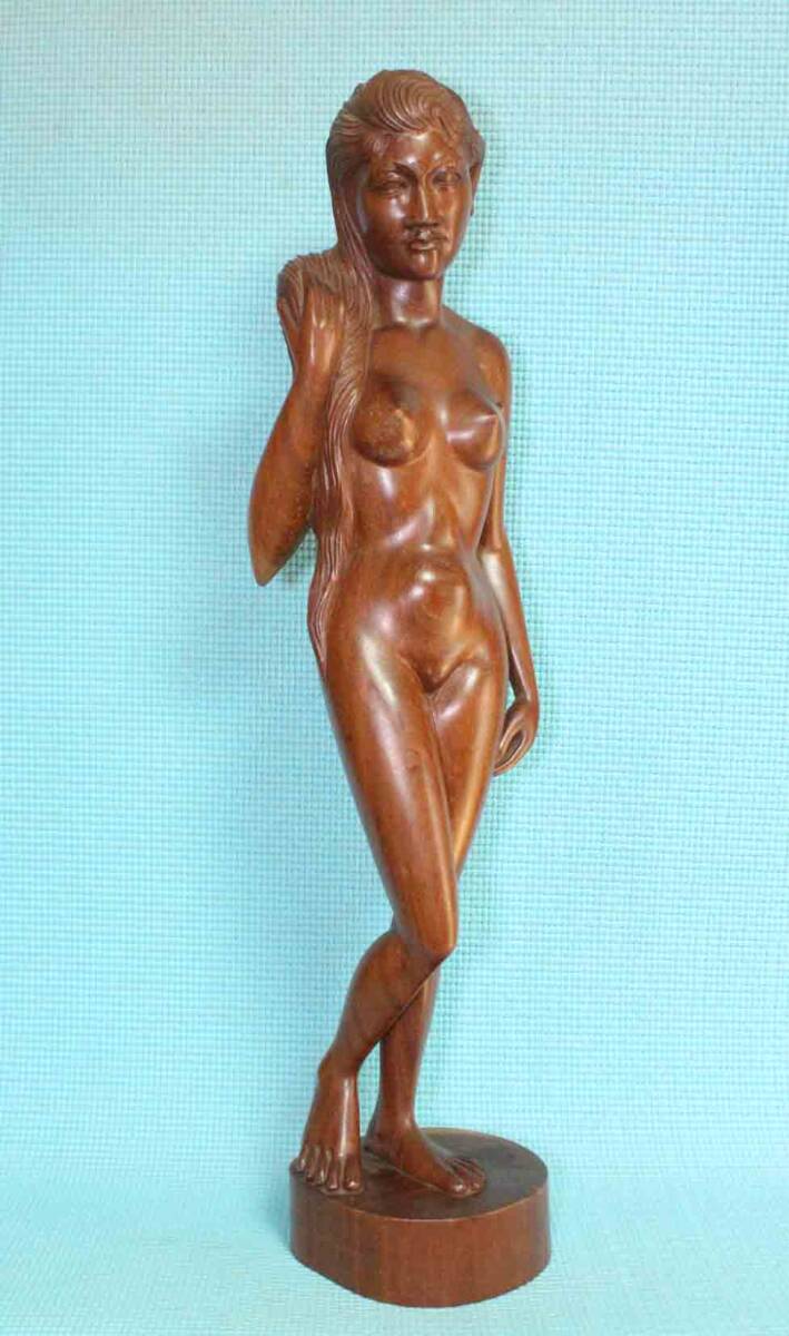 [j113]木彫り　彫刻　裸婦像　女性像　アジア　58cm 婦人像　置物_画像1
