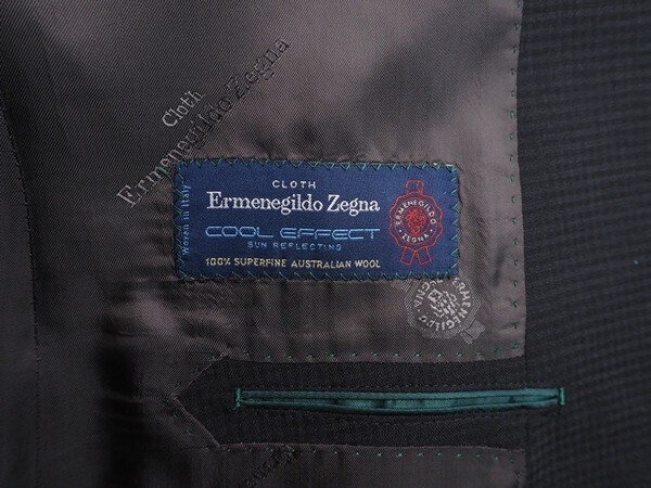 新品17.3万円 大手百貨店扱い 春夏『Ermenegildo Zegna ゼニア COOL EFFECT 伊製生地』ウール100% チェック柄 スーツYA6濃灰(C) 1505251_画像6