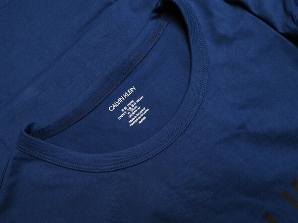 新品正規品 Calvin Klein カルバンクライン コットン100% 天竺 ロングTシャツ US:M JP:L 紺(C3I) NM1958_画像6