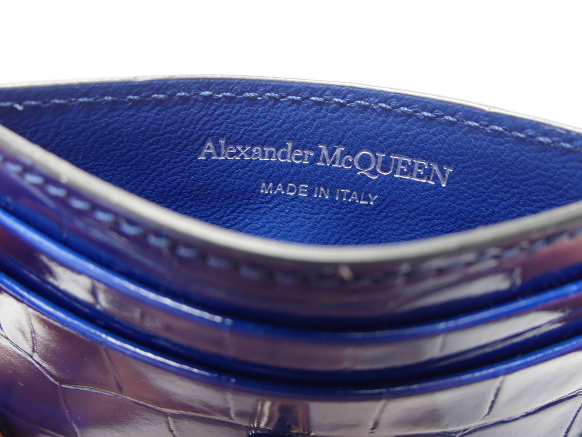 56,000 иен новый товар ALEXANDER MCQUEEN/ Alexander * McQueen * сапфир голубой. эмаль . прекрасный Skull карта держатель 