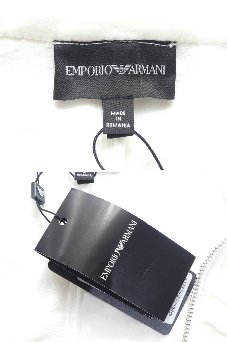 通年物118,000円新品EMPORIO ARMANIアルマーニ★立体凹凸生地でみんなと差がつくジップアップ白フーディーブルゾン【欧米XL＝日本XL～XXL】_画像9