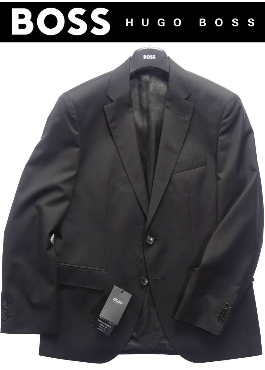 通年物129,000円新品HUGO BOSSボス★ダークジャケットは艶が重要。明らかにステージが違う上質感SUPER120’S黒ブレザー【46S＝日本S】の画像1