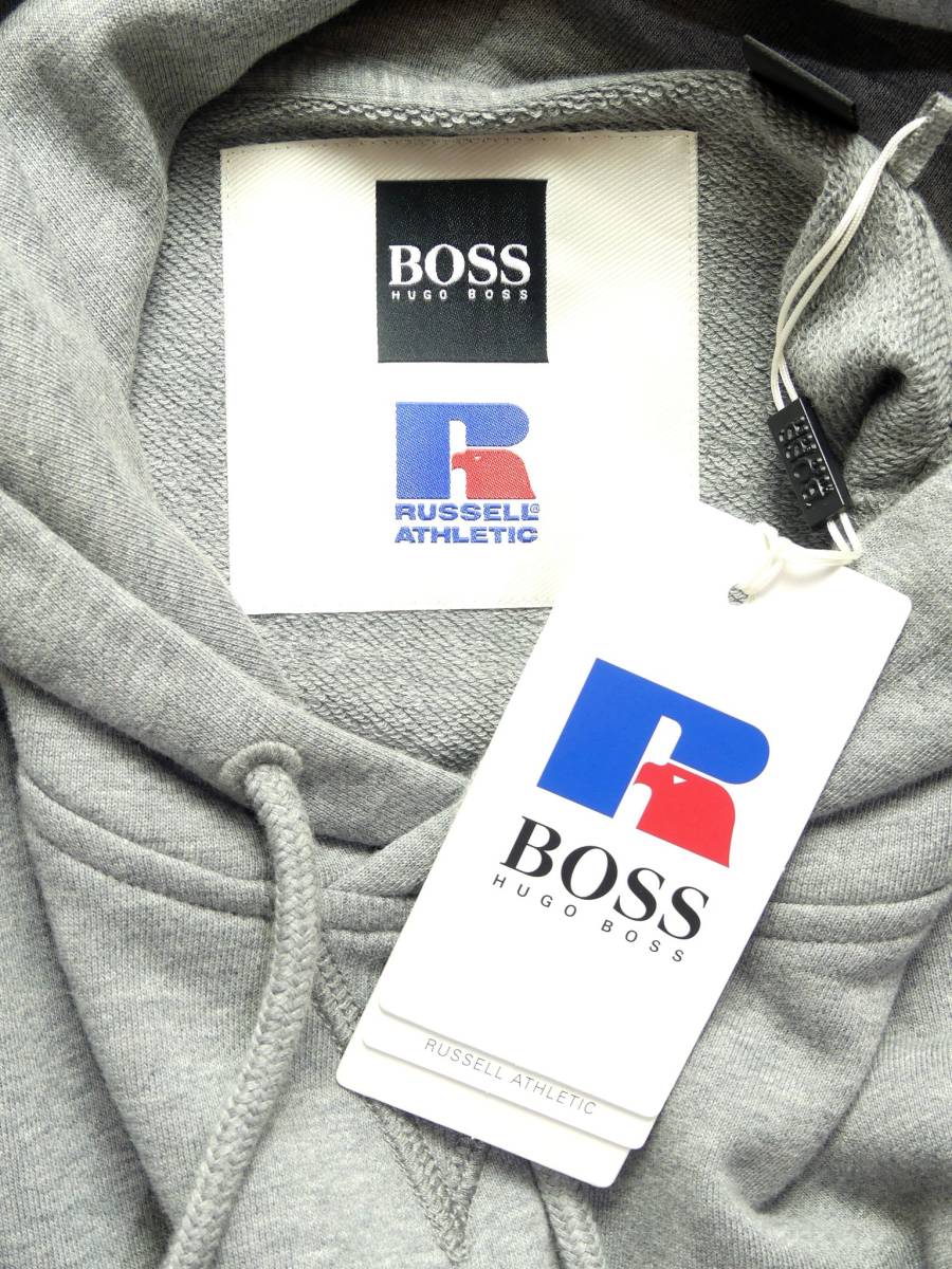 通年物36,000円新品HUGO BOSSヒューゴ・ボス★BOSS×RUSSELLコレクション「レトロ・アメリカーナ」グレーフーディー【欧米XL＝日本XXL～3XLの画像7