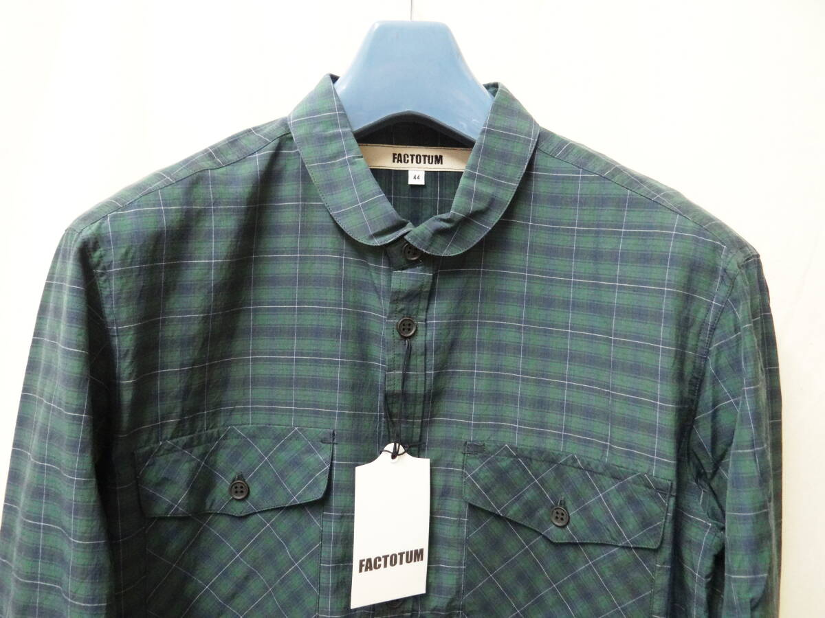 FACTOTUM ファクトタム　新品未使用　７分袖　GREEN CHECK ４4サイズ_画像2