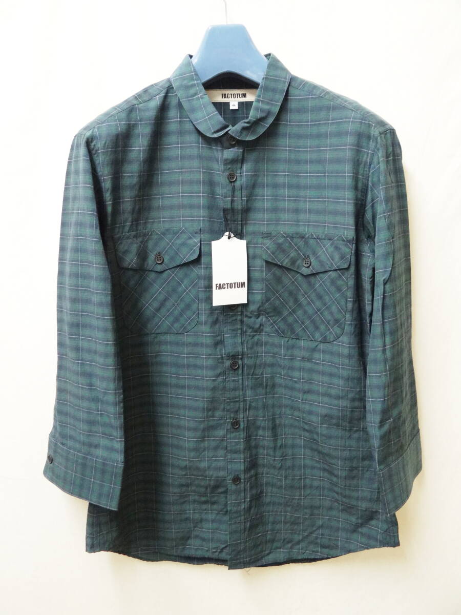 FACTOTUM ファクトタム　新品未使用　７分袖　GREEN CHECK ４4サイズ_画像1