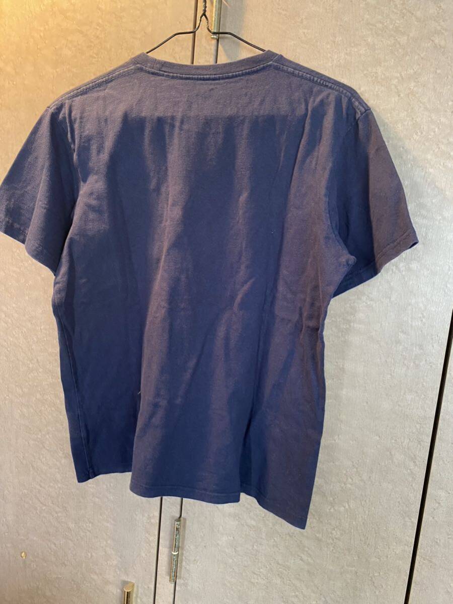 送料最安230円から ハリウッドランチマーケット BLUEBLUE 半袖Tシャツ M 紺 ネイビー ポケット / 古着 USED 中古 アメカジ HRM FRUIT LOOM_画像7