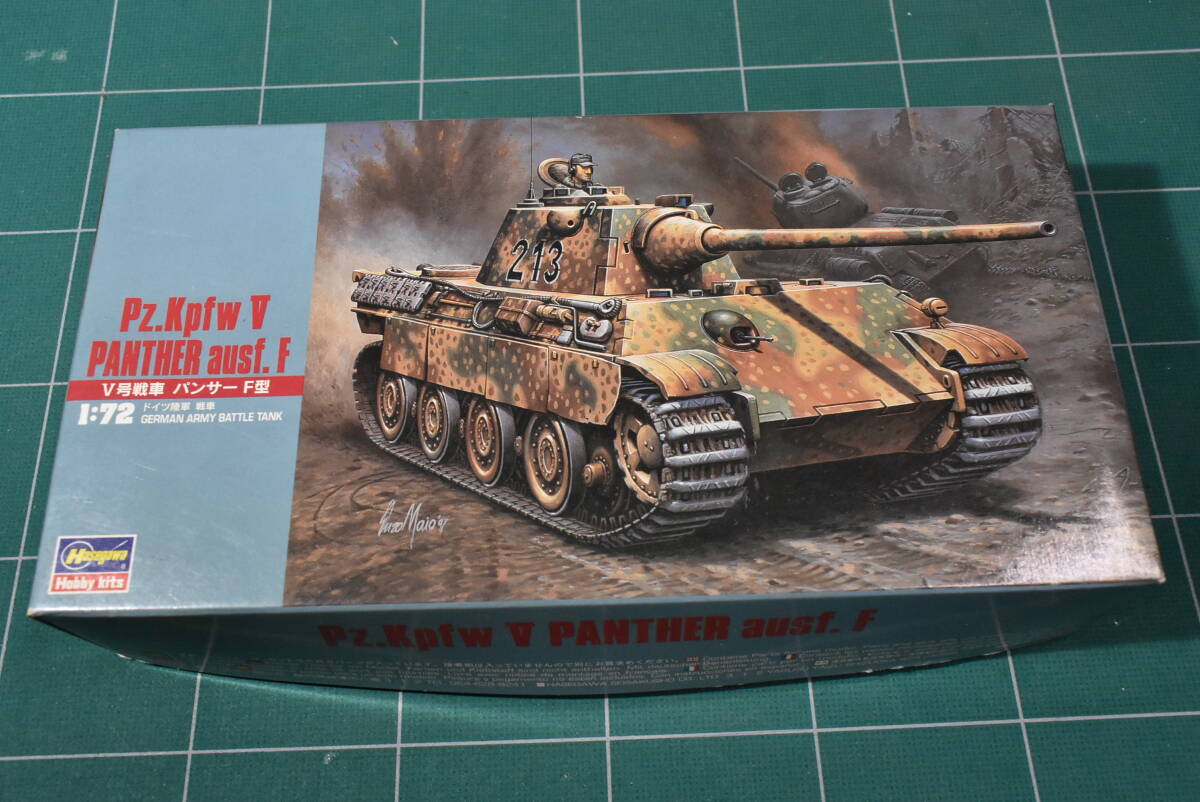 Qm562【未組立】 1991年製 Hasegawa 1:72 Pz.Kpfw V Panther Ausf. F German Army Battle Tank 独軍 V号戦車 パンサーF型 60サイズの画像1