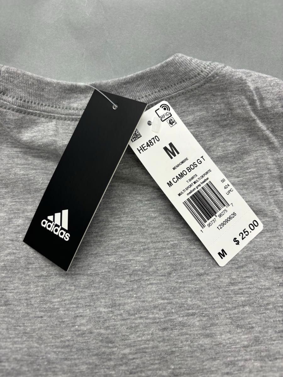 【新品未使用】adidasメンズ半袖丸首Tシャツ M グレー/CAMO
