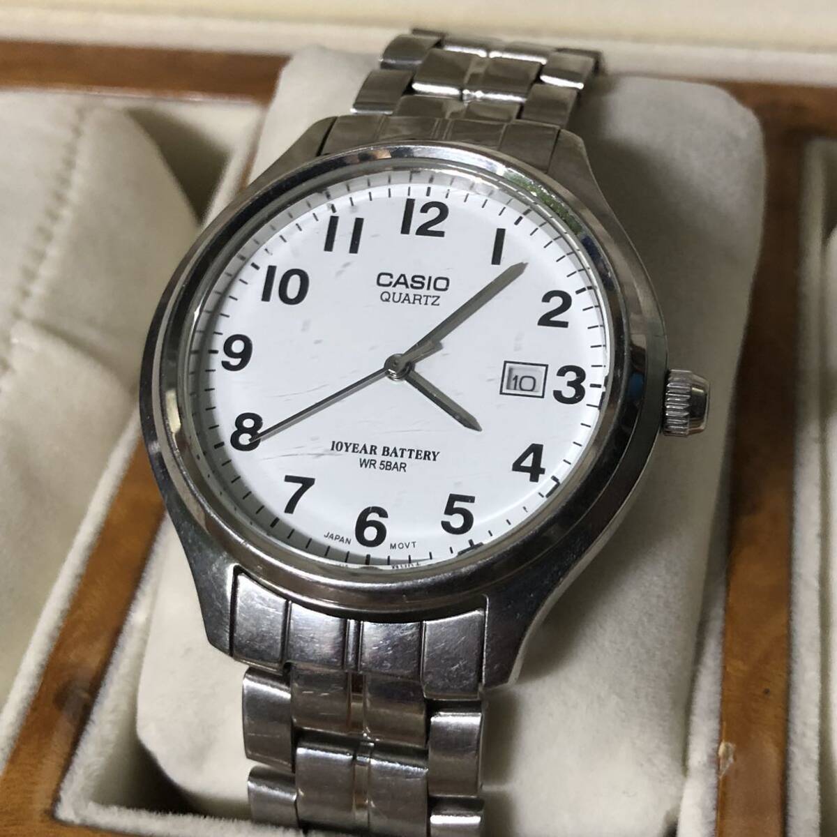 【即決/送料無料】 CASIO MTP-1203 quartz カシオスタンダード クォーツ アナログウォッチ 3針 白文字盤中古腕時計