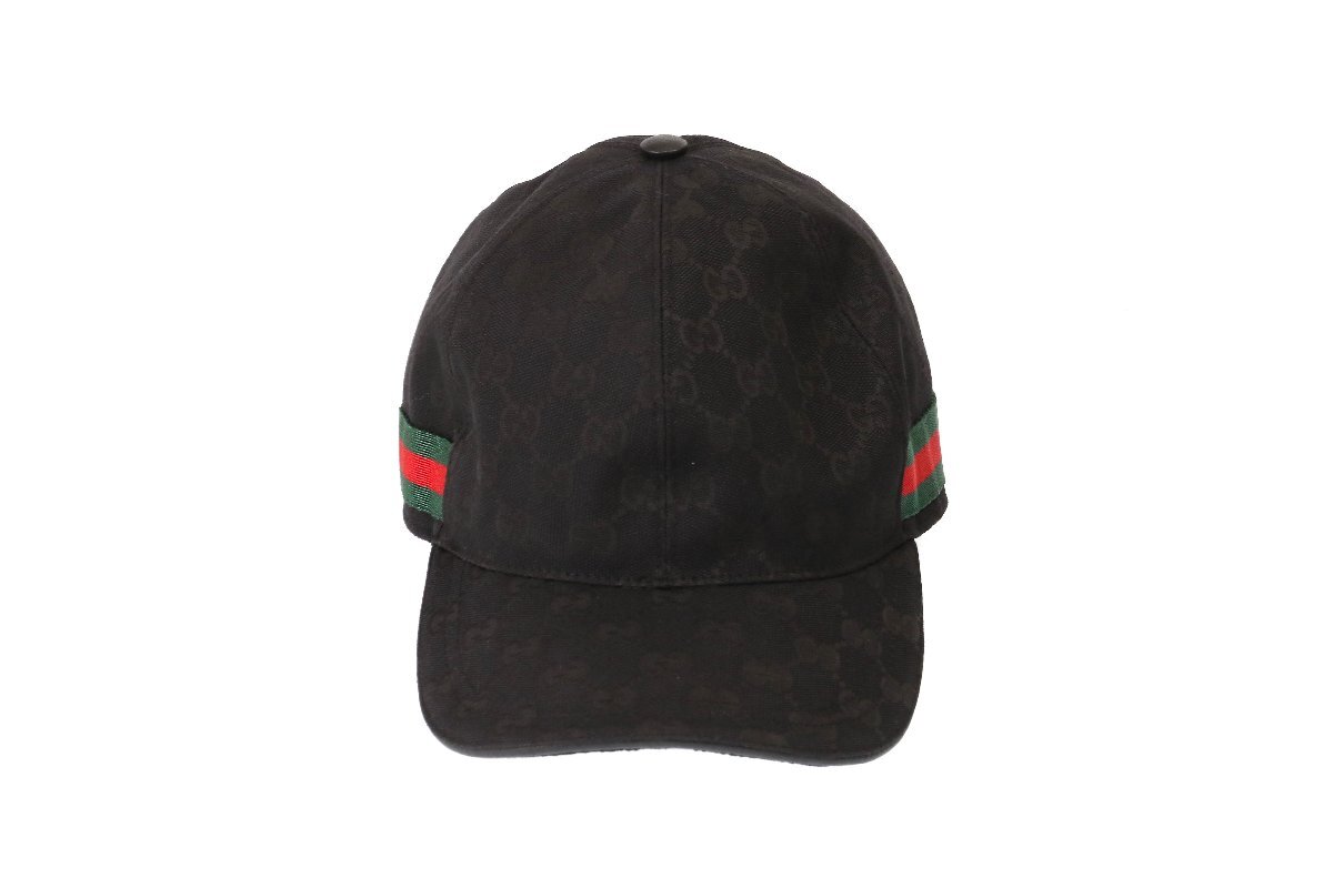 グッチ メンズ ベースボールキャップ ブラック GGキャンバス サイズXL 約60cm GUCCI BASEBALL CAP 200035 KQWBG 1060 中古品 Aランク/6765の画像9