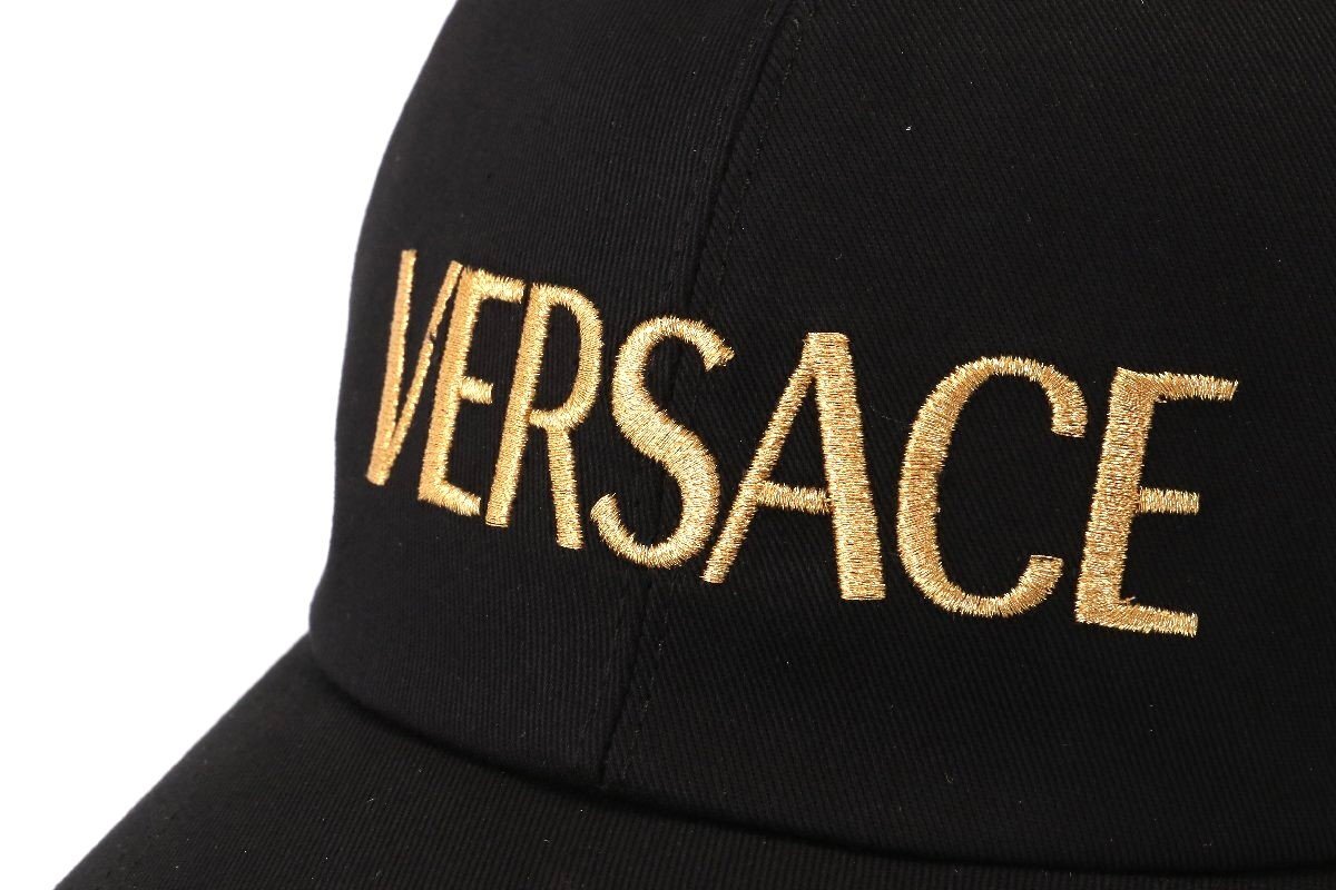 ヴェルサーチ ベースボールキャップ ブラック サイズ58cm メンズ ロゴ 刺繍 VERSACE BASEBALL CAP LOGO CON LOGO ICAP006 A234764/2_画像3