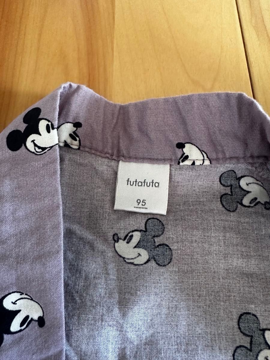 【美品】futa futa Disney ミッキーマウス 甚平 帯付き 95 お祭り 夏祭り 浴衣