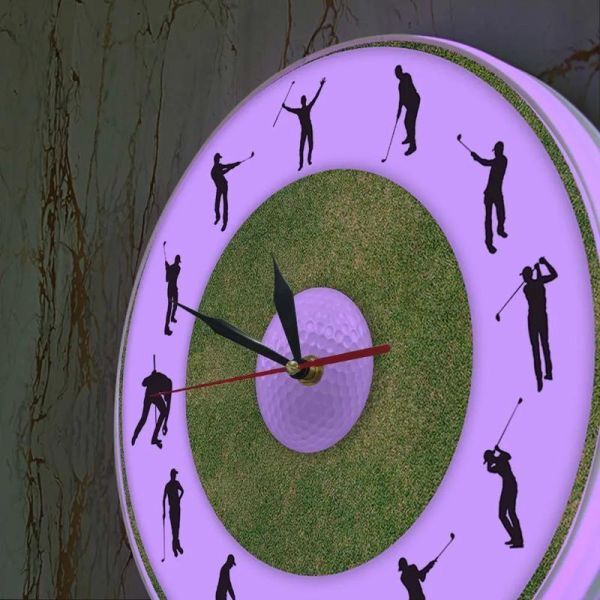 CD027:ゴルフ選手の壁掛け時計 モダンなプリント 芝生 リビングルームの装飾 ゴルフクラブ サイレントスイープ　スポーツ_画像5