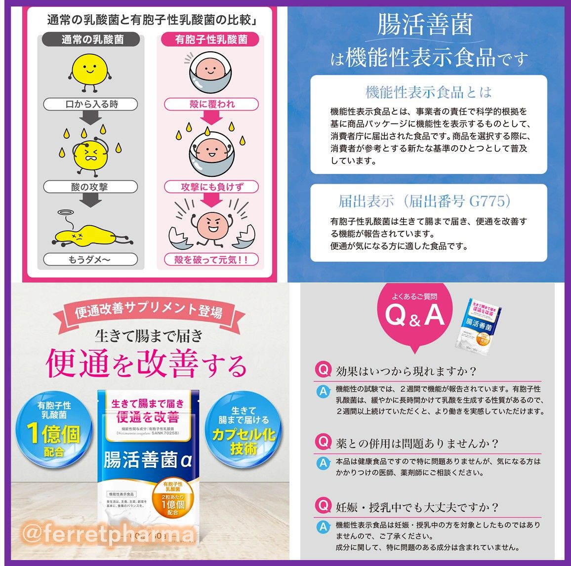 【機能性表示食品】DUEN 腸活善菌α 有胞子性乳酸菌 60粒 30日分 1袋